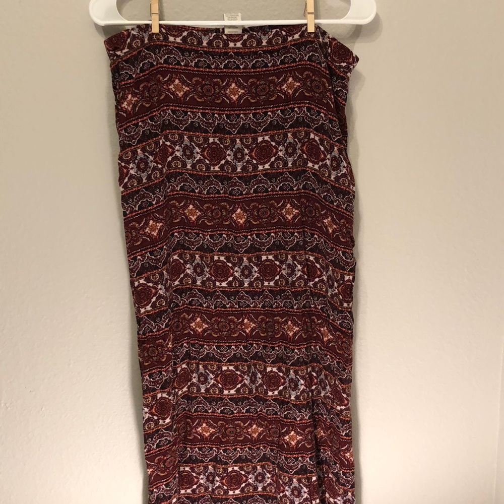 Red and Purple Printed Maxi Skirt